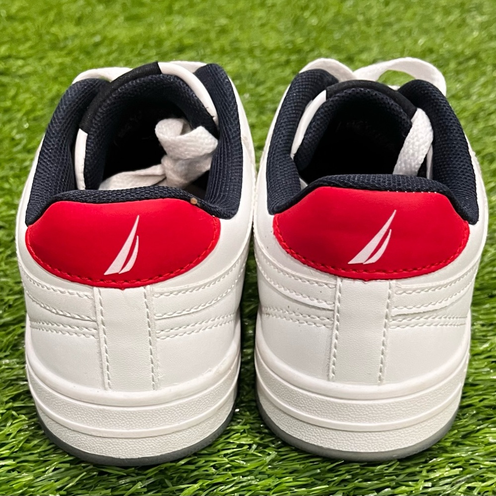 Nautica Boys Classic White and Red Faux Leather Sneakers Little Boys 2 - Picture 8 of 10